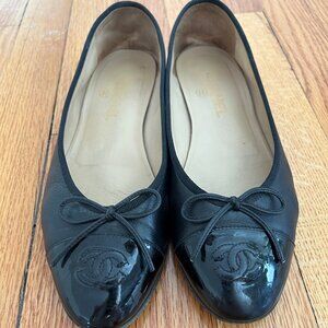Chanel Classic Black Leather Ballet Flats-(EU 38.5/US 8.5, Fits like 7.5-8)